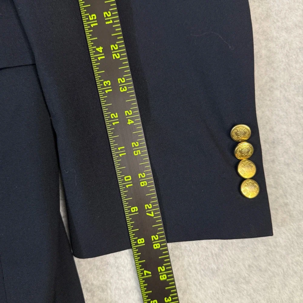 Hart Schaffner‎ Marx Mens Navy Blue Wool Blazer Gold Buttons 46XL Extra Long